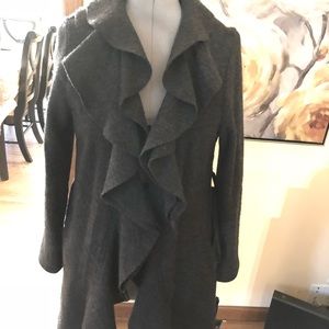 Fully lined cardigan/coat in a boiled wool ; grey